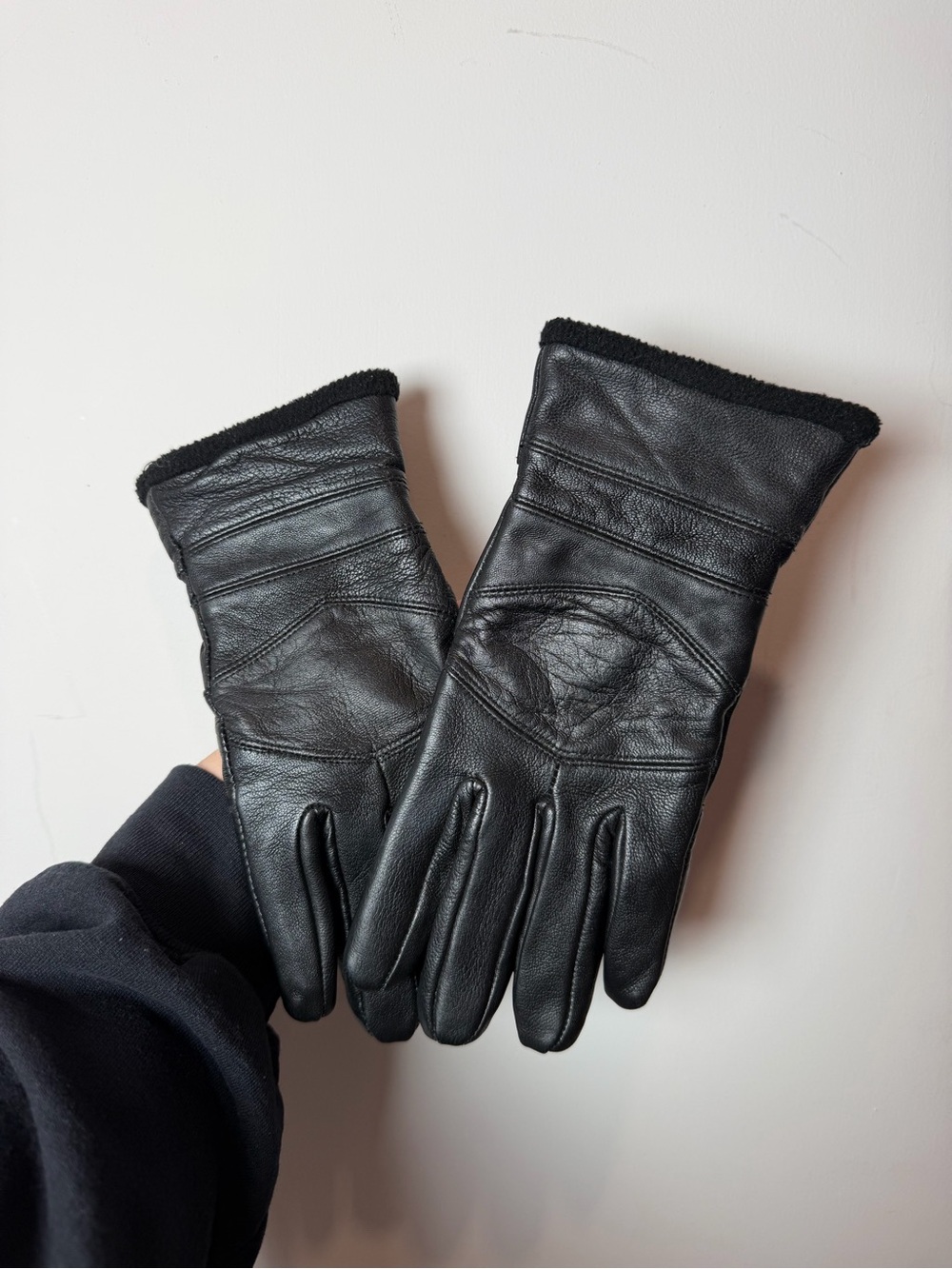 Jessica Vintage Leather Gloves Women’s Small Black Lined